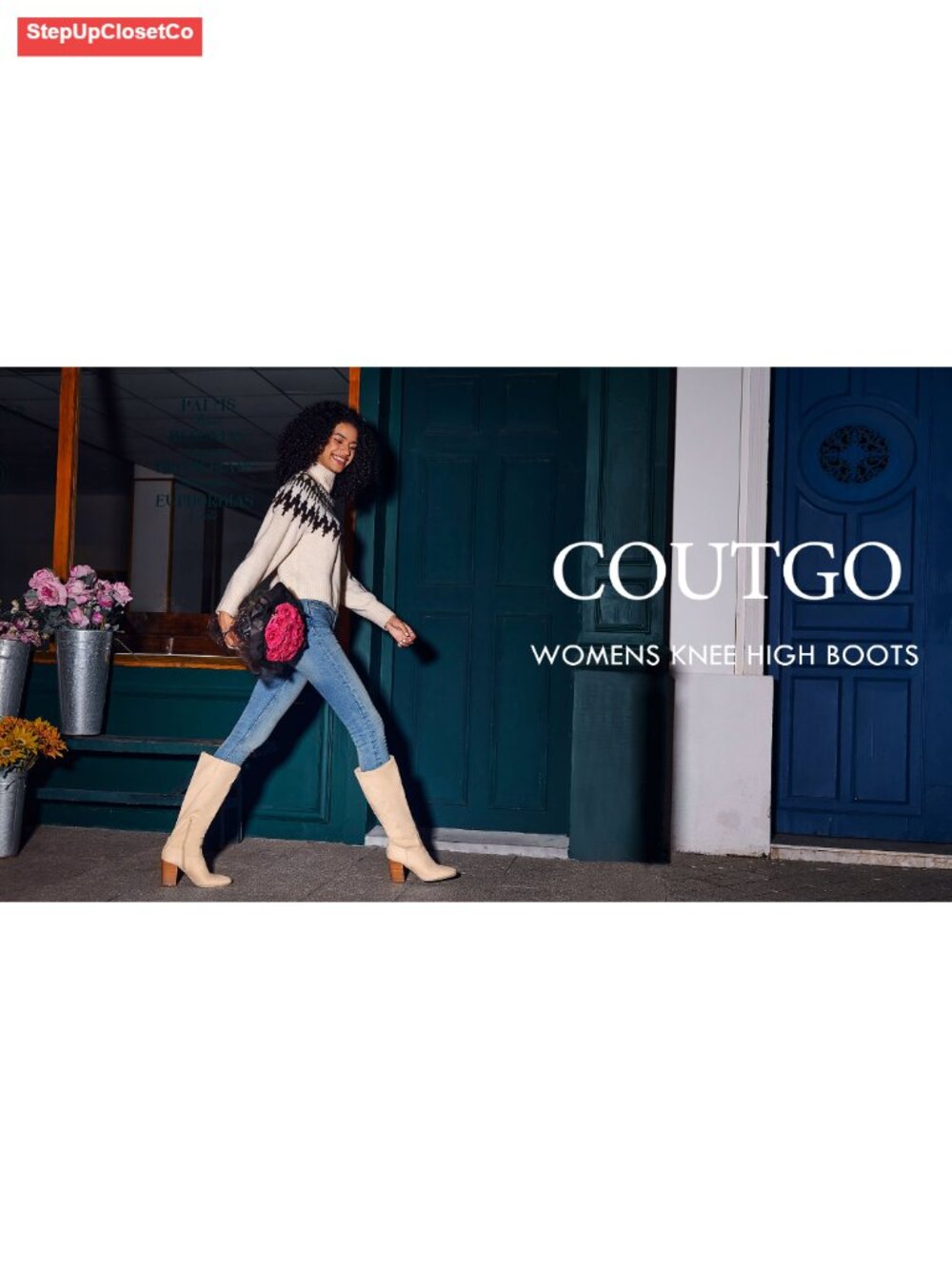 Faux Suede Knee High Boots Pointed Toe Block Heel Women's Winter Footwear - Picture 5 of 6